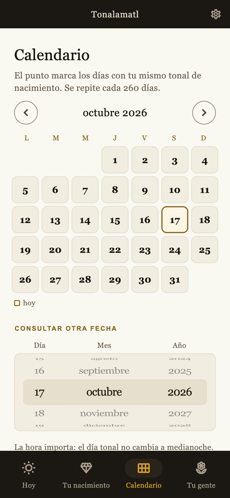 Una fecha, otra mirada · Tonalamatl